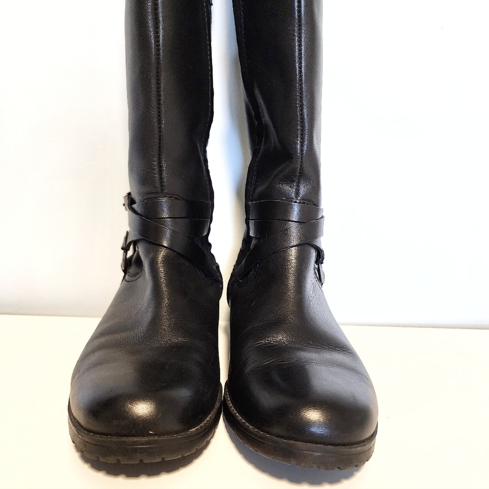 Lauren Ralph Lauren Tall Black Leather Savion Riding Boots Zip Closure 6.5 - Picture 3 of 14